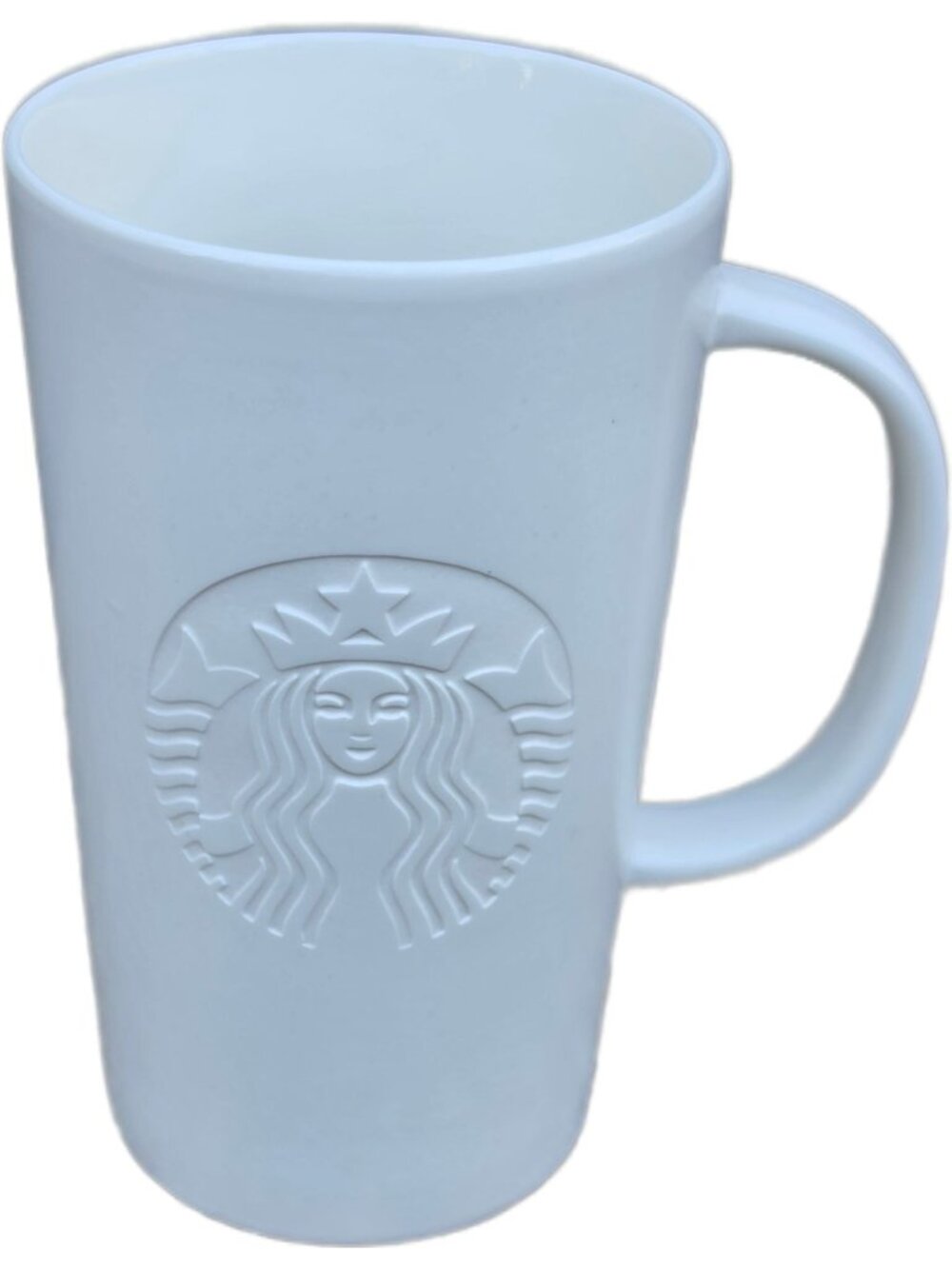 NWT Starbucks 2014 Matte White Etched Siren Mug 16oz